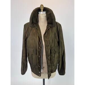 VTG 60s Olive Police Bomber Jacket Shearling Collar MilitaryCore Patrol L